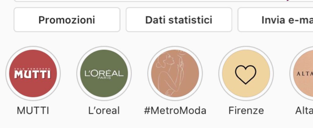 Le storie in evidenza del mio profilo ig